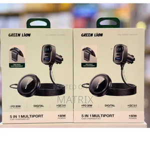 Green Lion 5in1 Multiport Car Charger Kit, Universal Compatibility