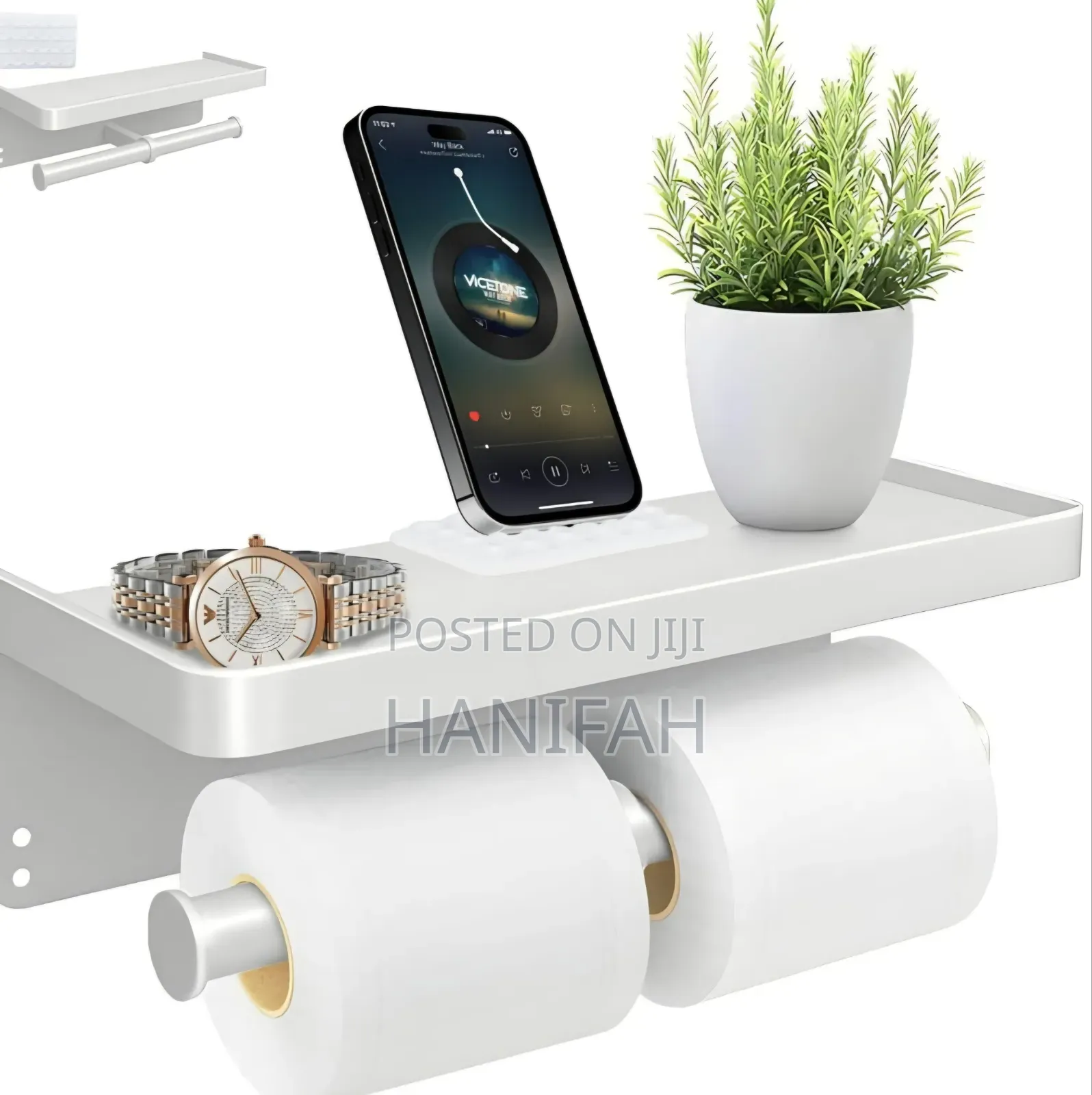 Bathlux White Bathroom Double Toilet Roll Holder