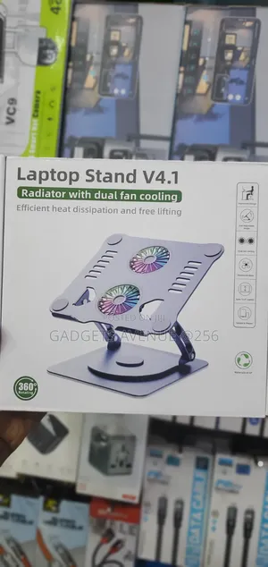 Laptop Stand V4.1 With Dual Led Cooling Fans and a Rotating Base.