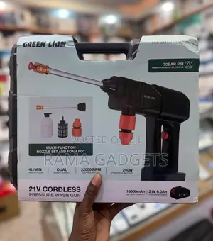 Green Lion 21v Cordless Pressure Wash Gun (Model Gnc240wgunbk)