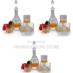 7 Piece Liqour Drinking Set With 6 Glasses and 1 Crystal Rum Scotch