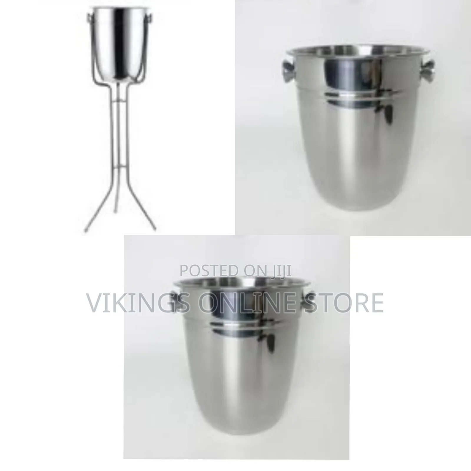 Ice Bucket With Stand, Stainless Steel Standing Ice Cube