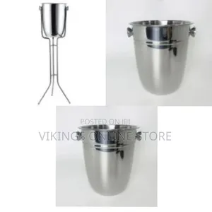 Ice Bucket With Stand, Stainless Steel Standing Ice Cube