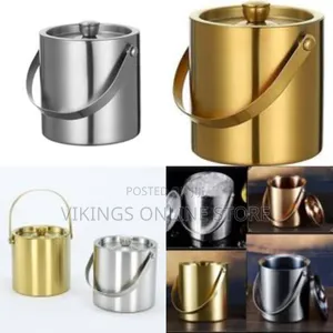 2l Ice Bucket, High-Grade Stainless Steel Beer Cocktail Ice Bucket
