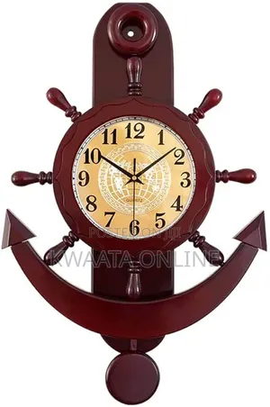 Luxury Nautical Ship Wheel Clock Anchor Wall Decor Wood Quartz Style
