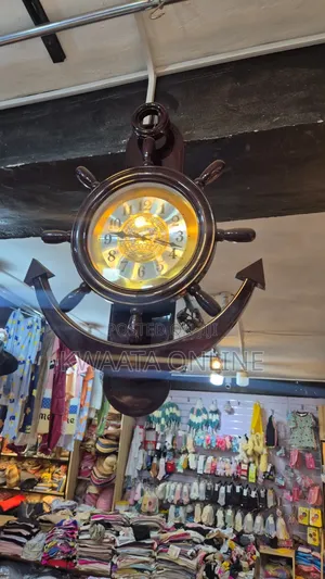 Luxury Nautical Ship Wheel Clock Anchor Wall Decor Wood Quartz Style