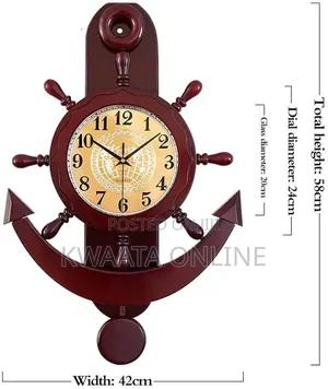 Luxury Nautical Ship Wheel Clock Anchor Wall Decor Wood Quartz Style