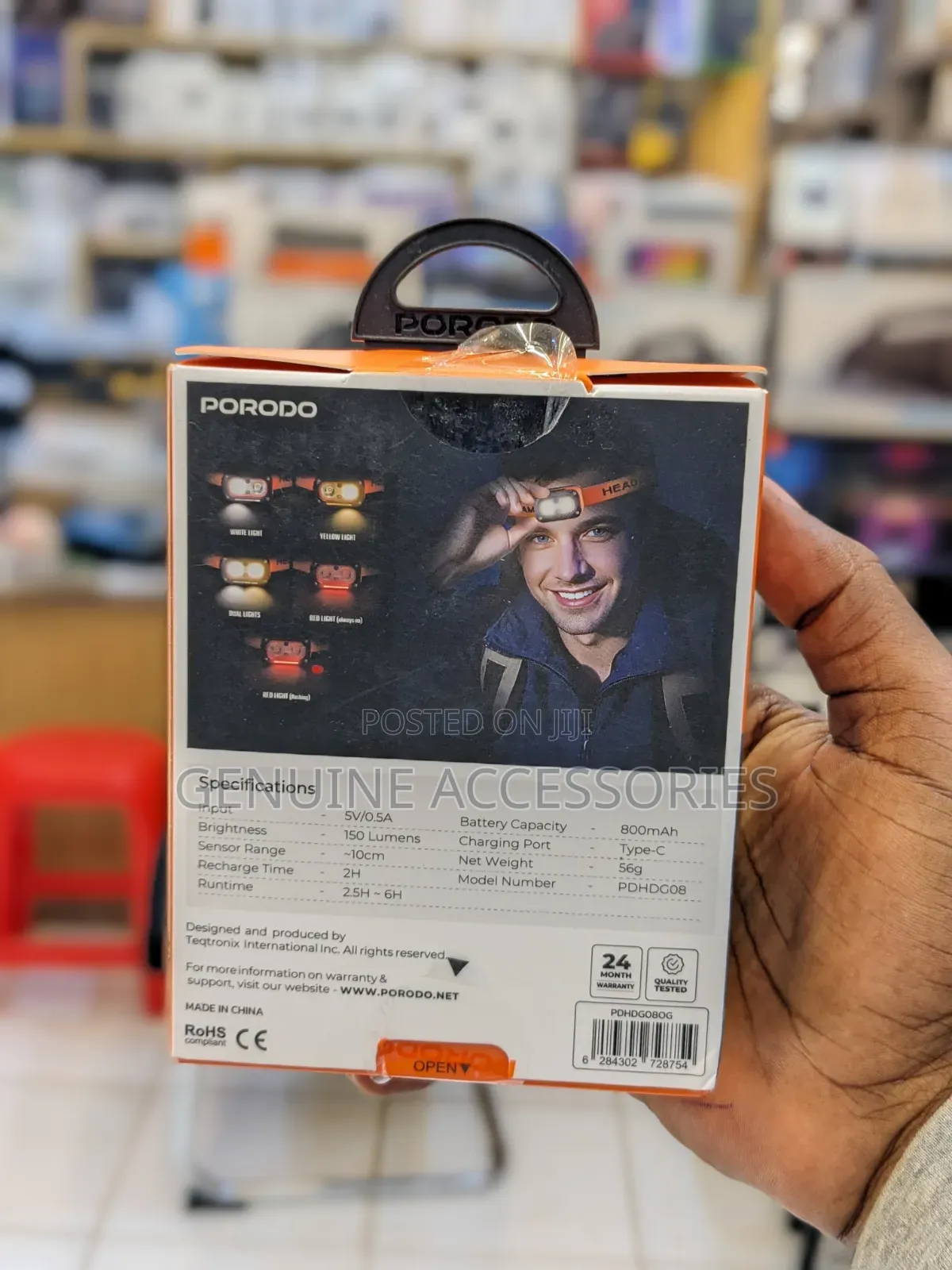 Porodo Wave-Sensor Rechargeable Led Headlamp