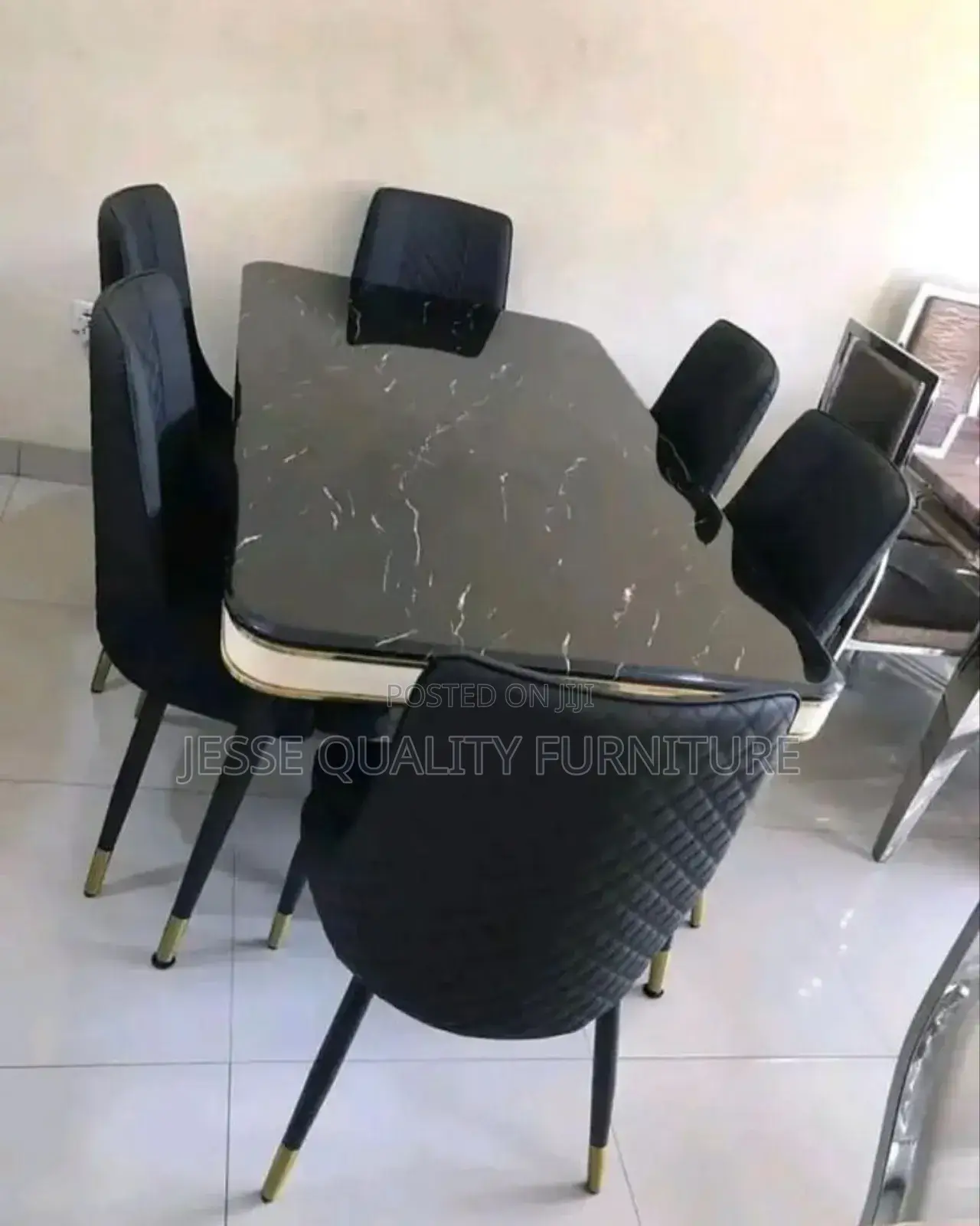 Black Marble Six Seater Dining