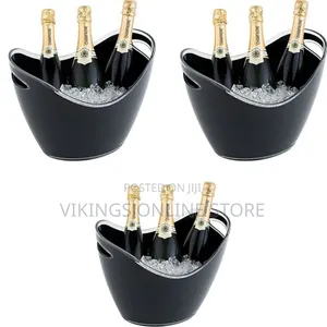 Co-Rect Acrylic 6 Bottle Champagne,Wine Ice Bucket ,Black