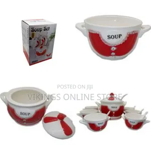 15-Piece Ceramic Soup Bowls Cups Spoond Set on Stand- Multi-Colour