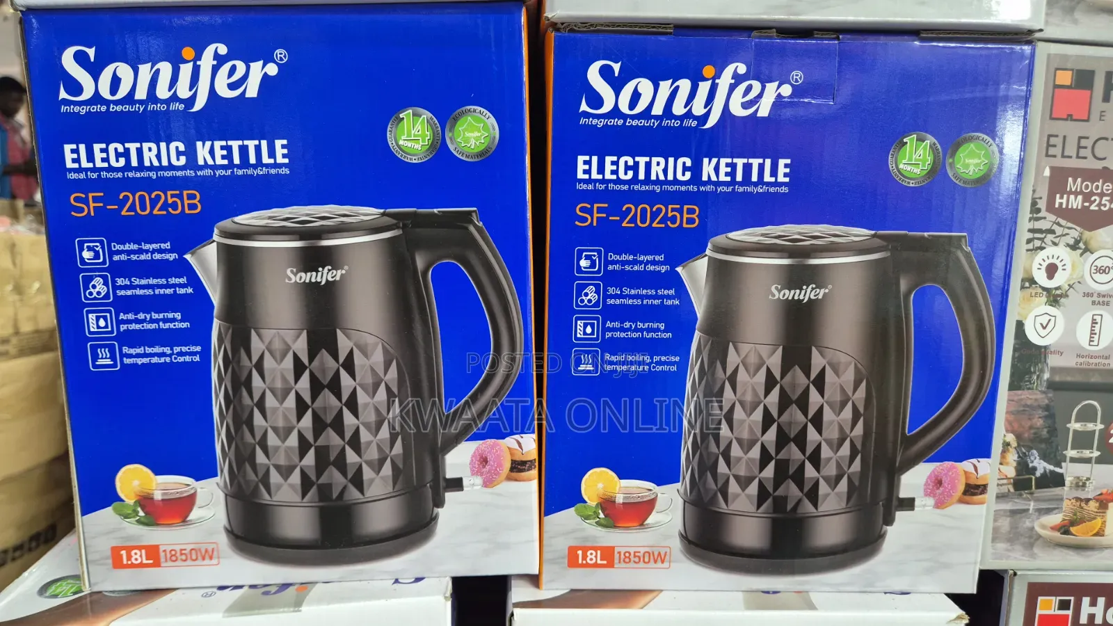 1.8l Sonifer 1850w Double Layer Electric Kettle Percolator Sf-2025b
