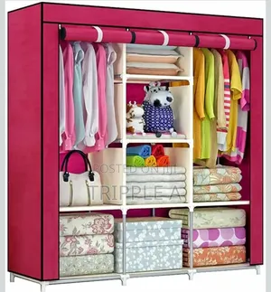 3 Columns Metallic Frame Wardrobe/ Closet