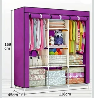 3 Columns Metallic Frame Wardrobe/ Closet