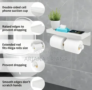 Bathlux White Bathroom Double Toilet Roll Holder