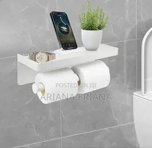 Bathlux White Bathroom Double Toilet Roll Holder