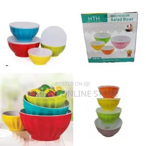 HTH 4 Pieces of Plastic Salad Bowl Set, Mixing Dishes, Multi-Colour