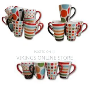 6 Pieces of Printed Coffee Tea Cups Mugs- Multi Colours