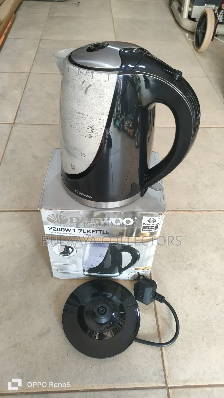 Uk Used Daewoo 2200w 1.7l Electric Kettle in Black.