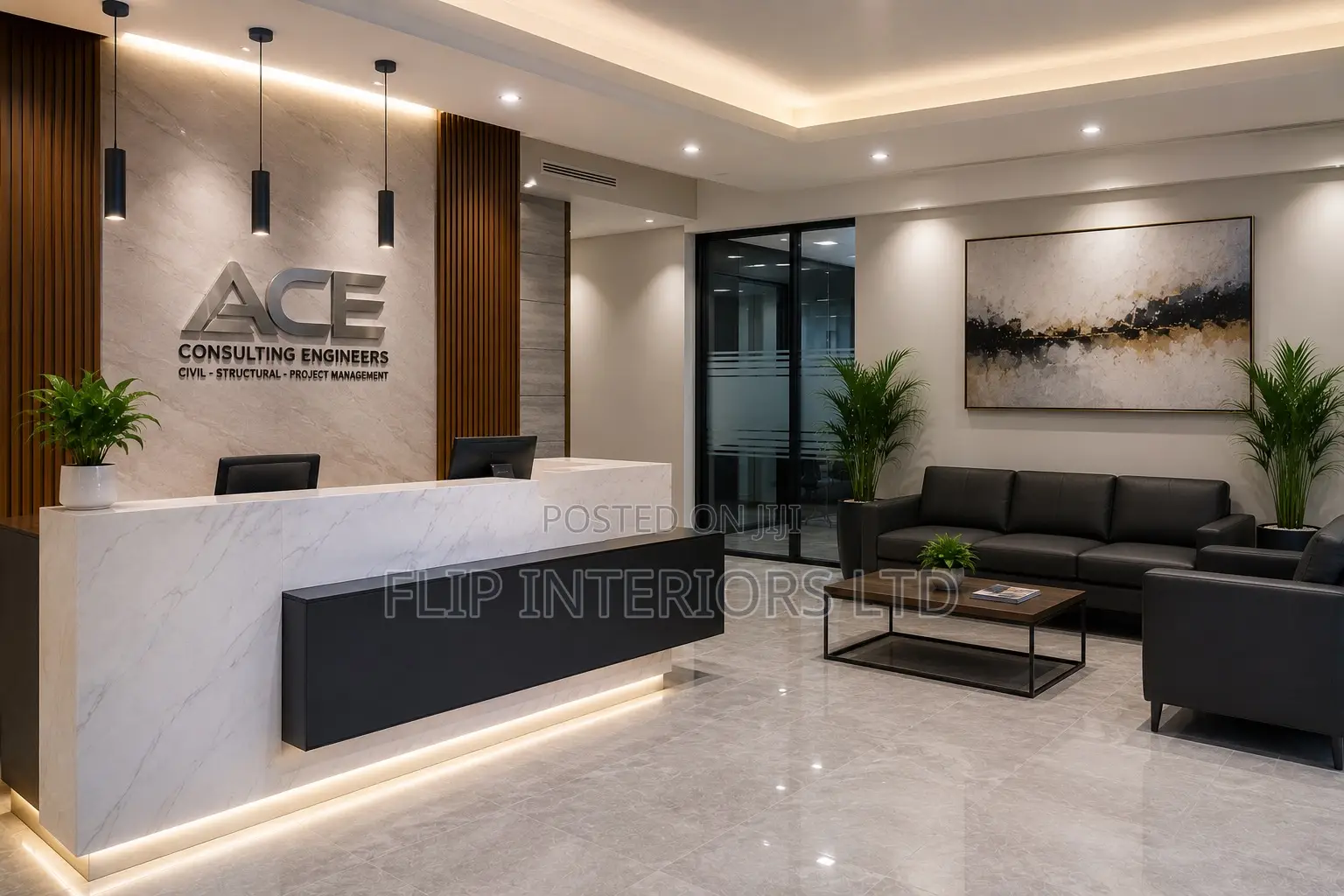 Custom Reception Counter Waiting Area Installations
