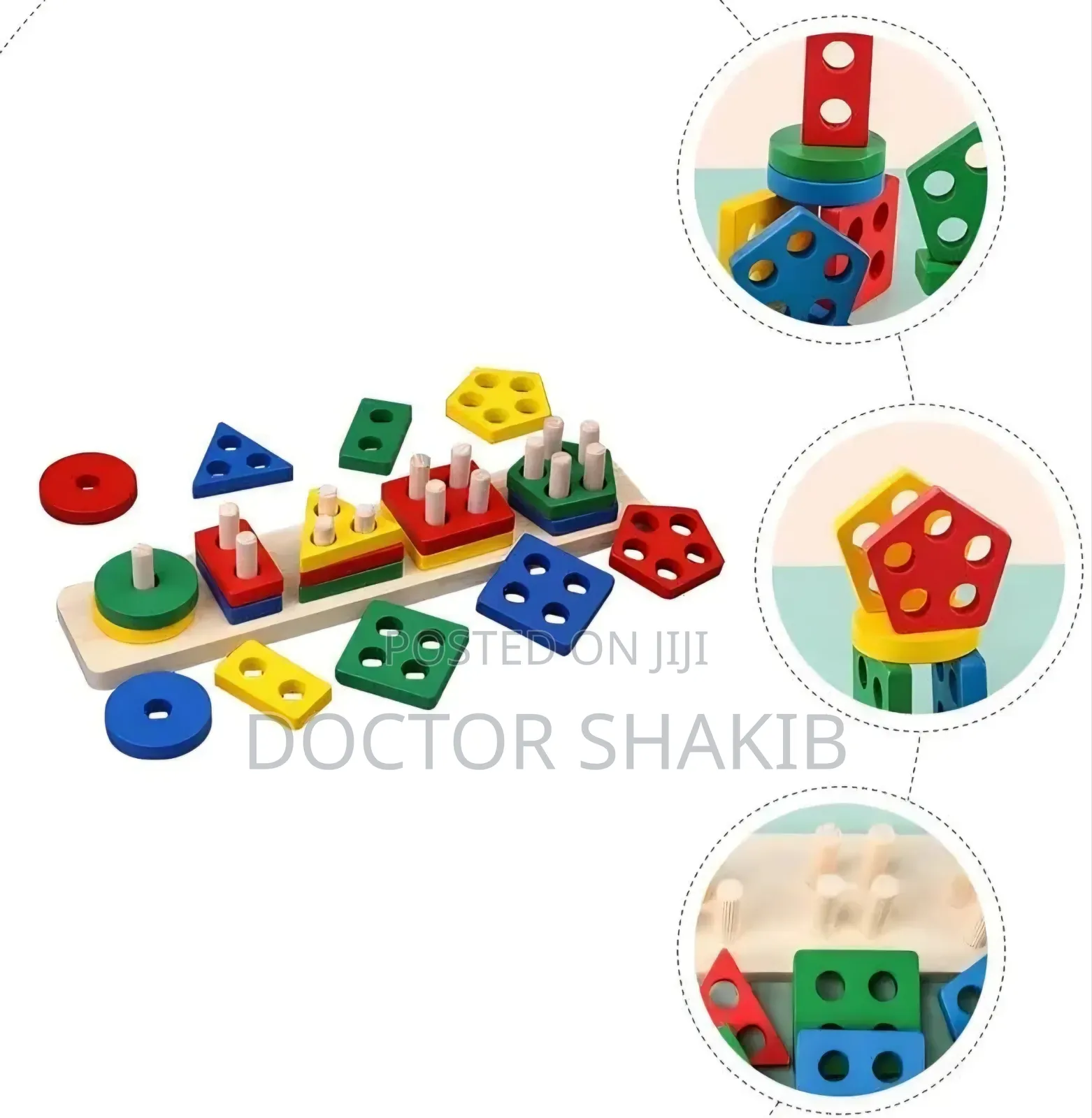Kids Wooden Shape Sorter and Stacking Toy