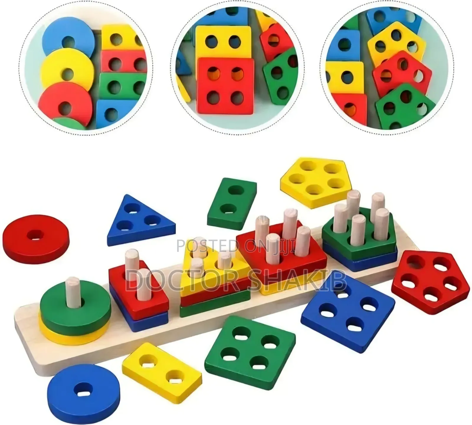 Kids Wooden Shape Sorter and Stacking Toy