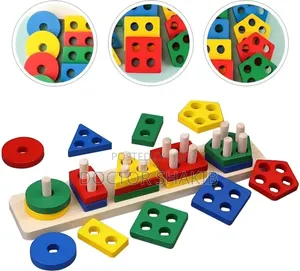 Kids Wooden Shape Sorter and Stacking Toy