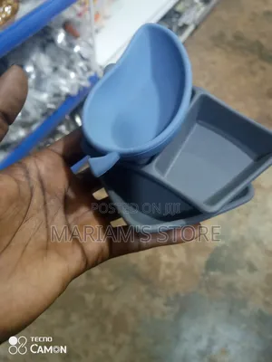 Blue and Grey Silicone Baby Feeding Bowls. [