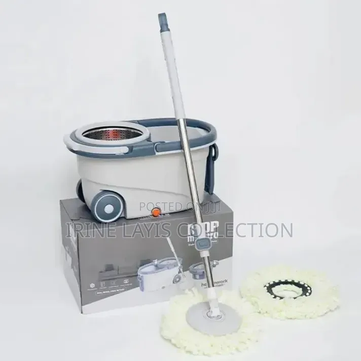 Mop Maestro Spin Mop Set With a Bucket and Microfiber Heads.