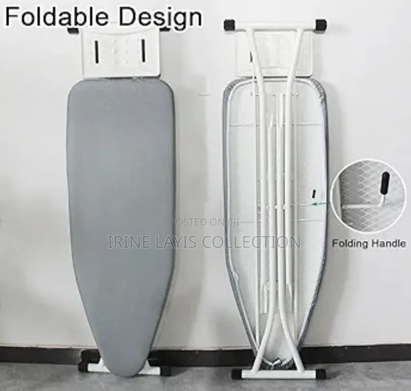 Portable Foldable Ironing Board With a Metal Iron Rest