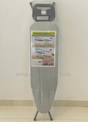 Big Foldable Ironing Board With a Metallic Frame and Iron