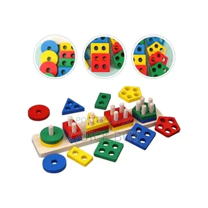 Kids Wooden Shape Sorter and Stacking Toy
