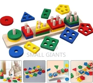 Kids Wooden Shape Sorter and Stacking Toy