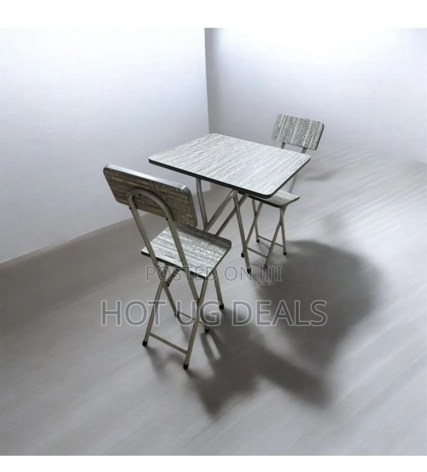 Set of 1 Foldable Table 2 Chairs - Grey