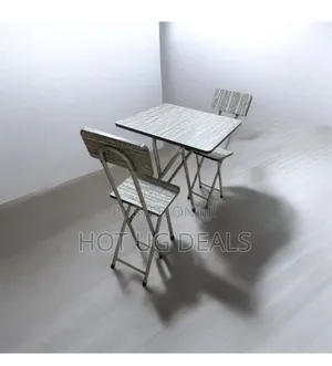 Set of 1 Foldable Table 2 Chairs - Grey