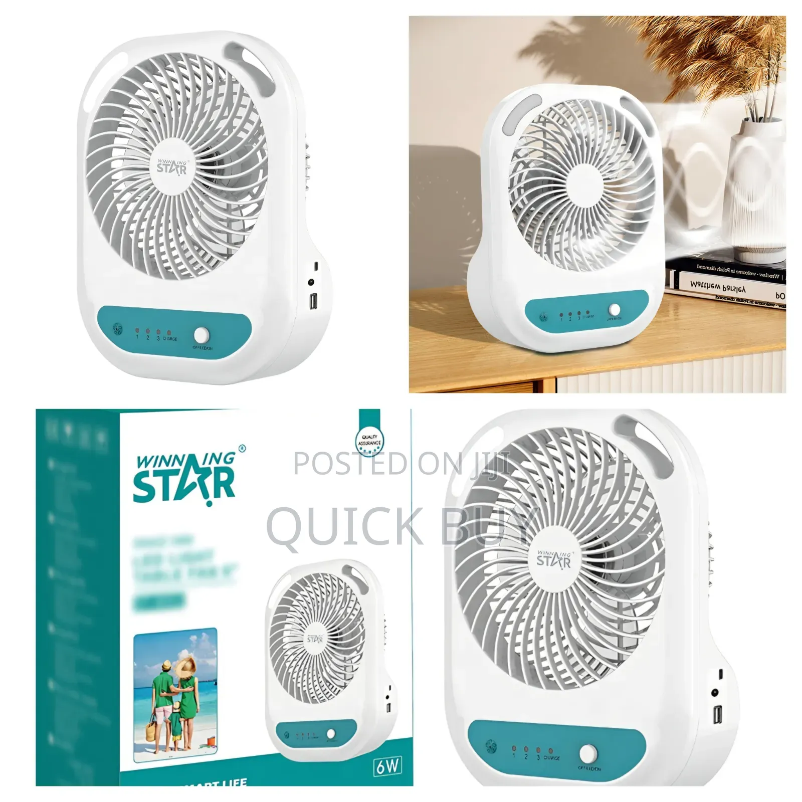 Winning Star St-4052 Rechargeable Table Fan With Led Light