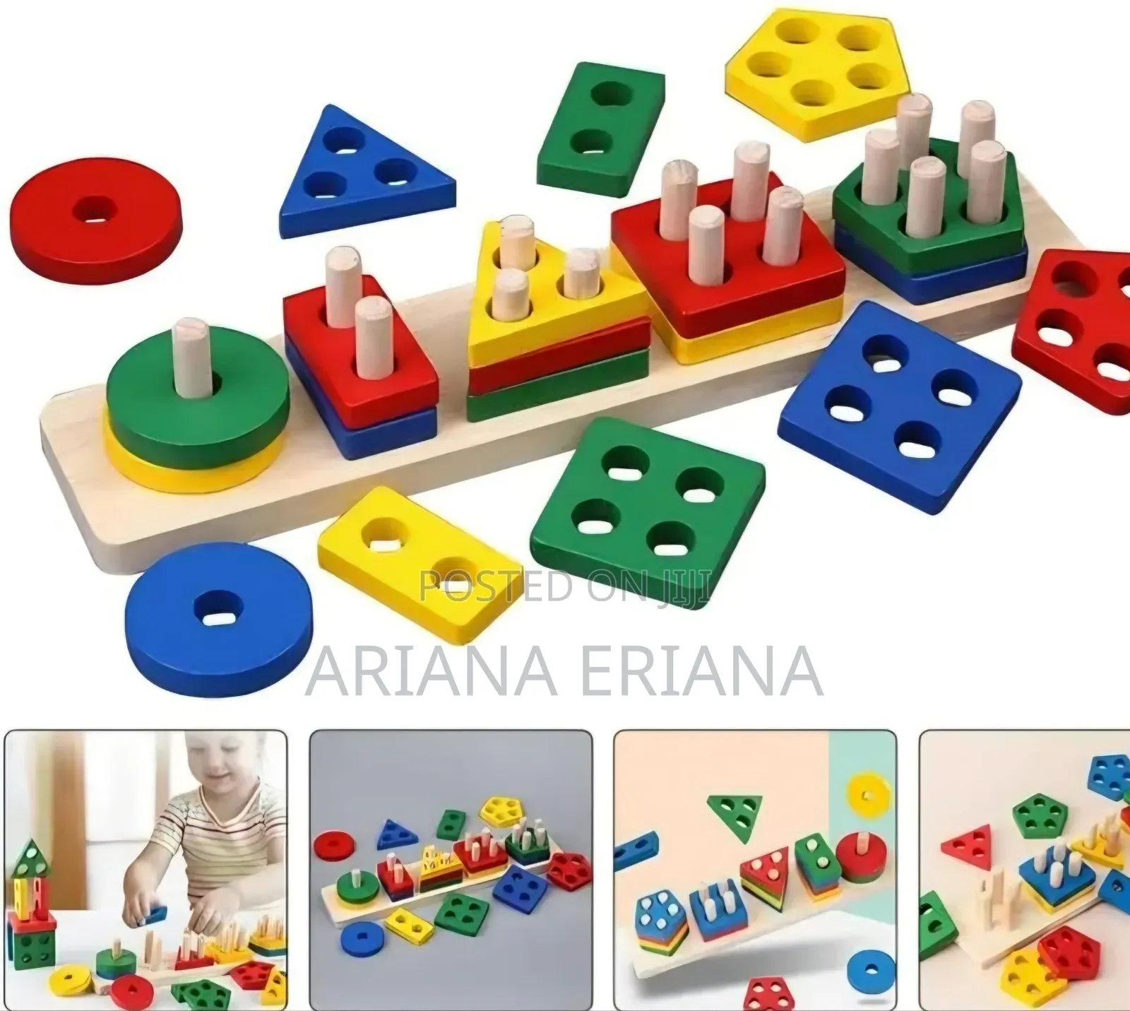 Kids Wooden Shape Sorter and Stacking Toy