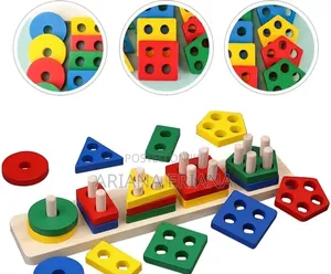 Kids Wooden Shape Sorter and Stacking Toy