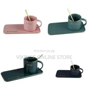 Ceramic Coffee Cup Tumbler Tray Cappuccino Cup Saucer Set Side Style