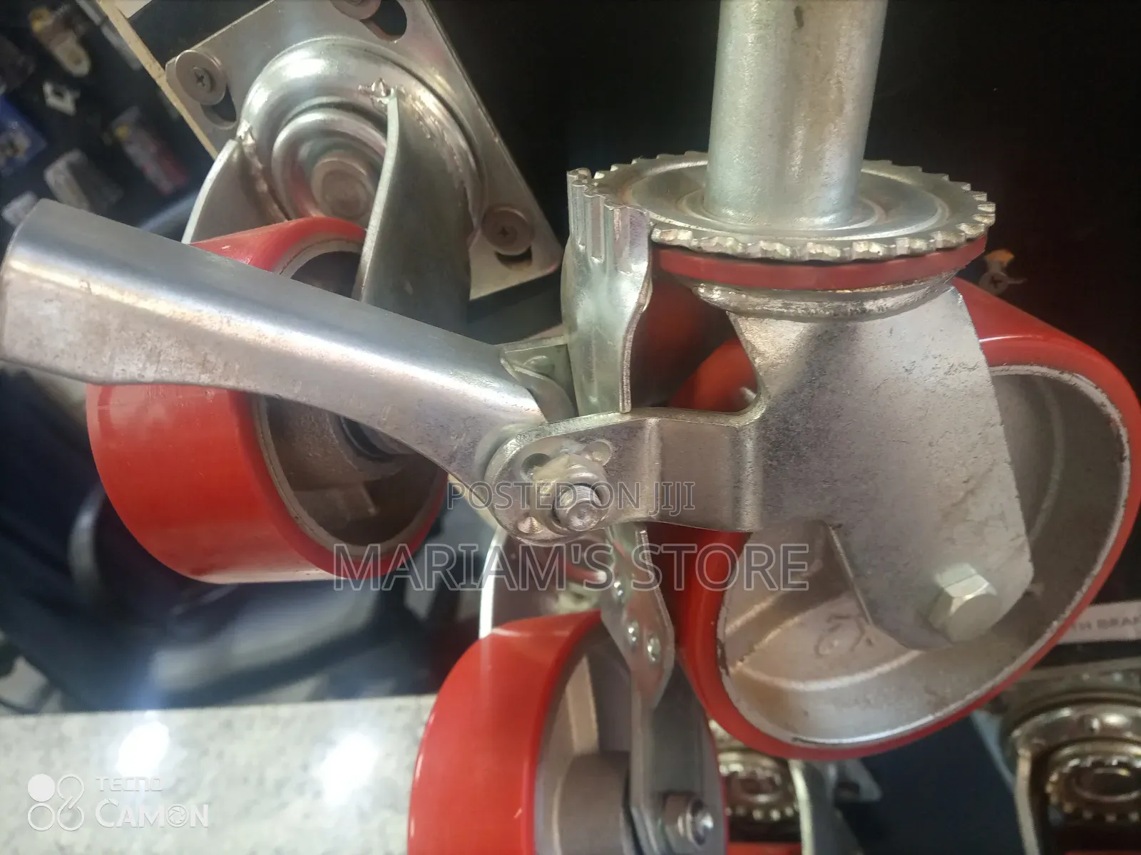 Red Polyurethane Scaffolding Caster Wheels With Locking Brakes. ]
