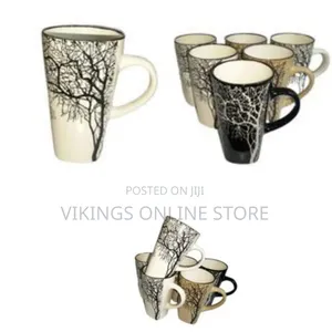 6 Pieces of Big Tree Coffee Tea Cups Drinking Mugs- Multicolor