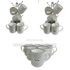 6 Piece of Black Designed Coffee Esspreso Tumblers Tea Cups Coffee Mug