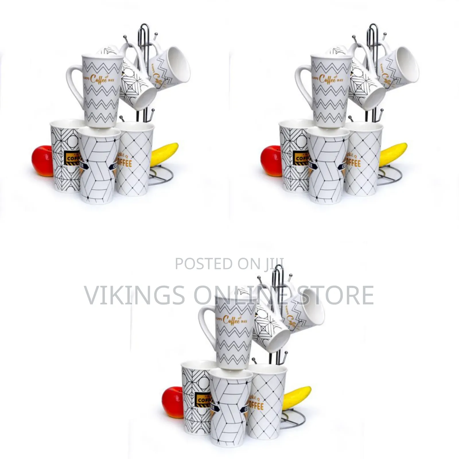 6-Pack Ceramic Coffee Mugs Set Large Multi Designed Tumbler Tea Cups