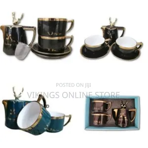 Breakfast Tea Pot 2 Cup Saucers Gift Set, 2pcs -Multi-Colours
