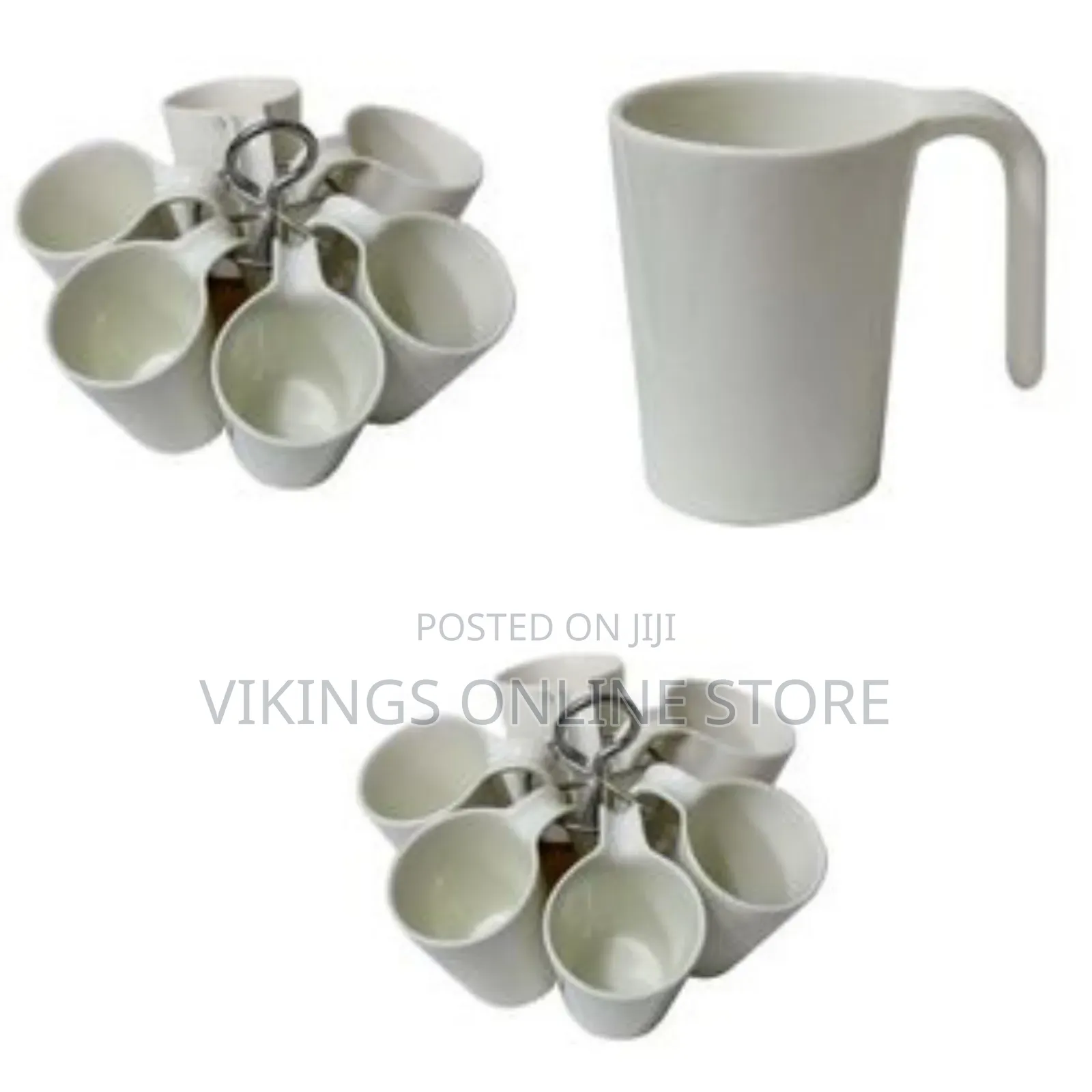 Tea Cups on a Round Wooden Stand