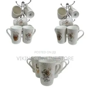6-Piece Mug Sets 380ml Porcelain Brown Dotted Patterned Coffee Tea Mug