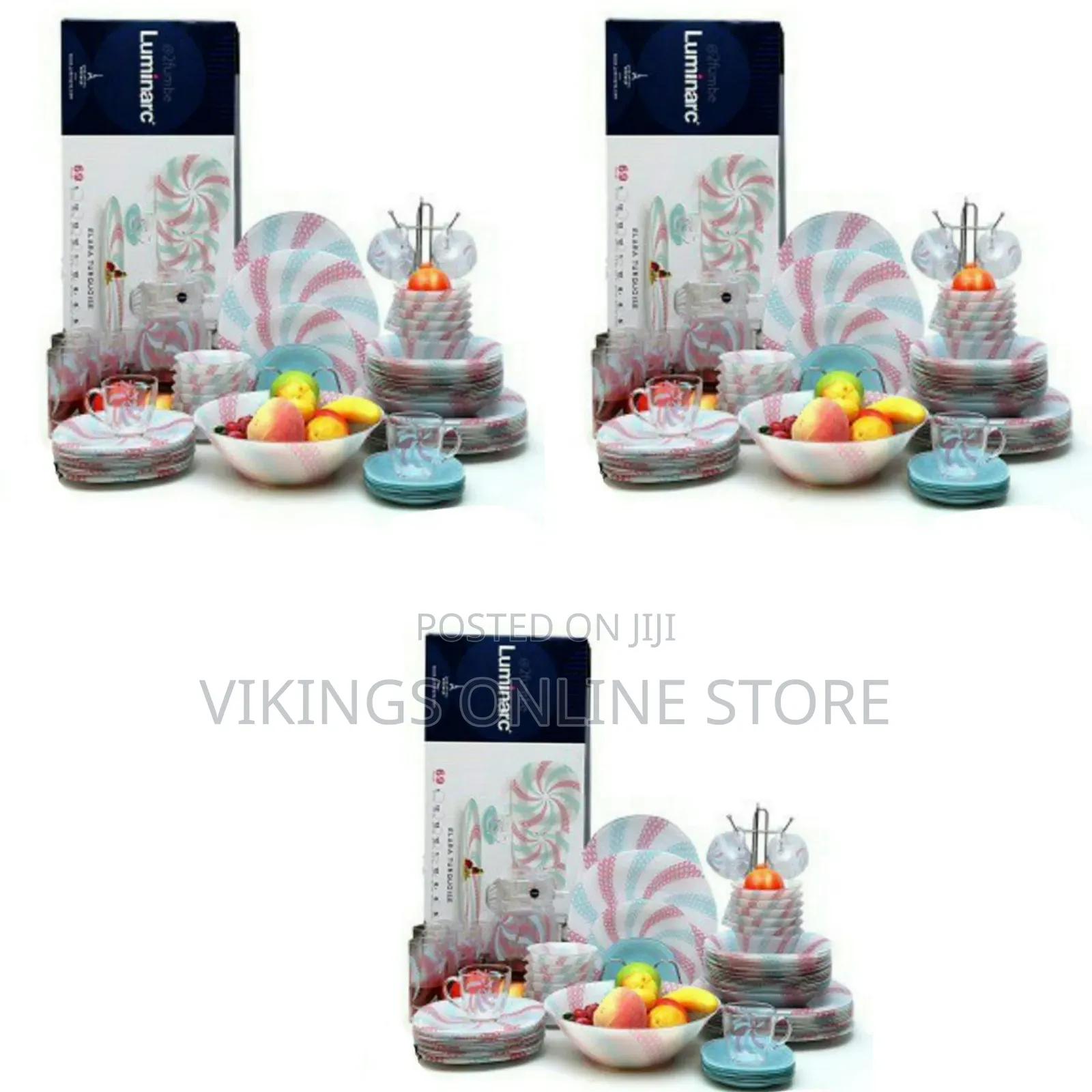 Luminarc Elara Turquoise Plate Dinner Set (69 Pcs),Pink