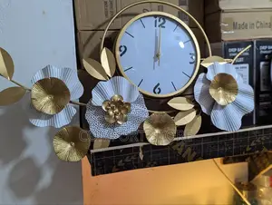 White and Gold Flower Wall Clock