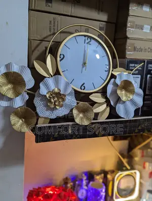 White and Gold Flower Wall Clock
