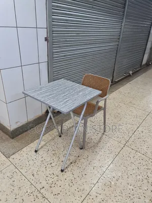Gray Foldable Reading Table and Mesh Back Plastic Chairs